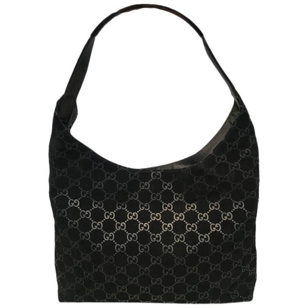 Gucci Black Suede Monogram Hobo Shoulder Bag
